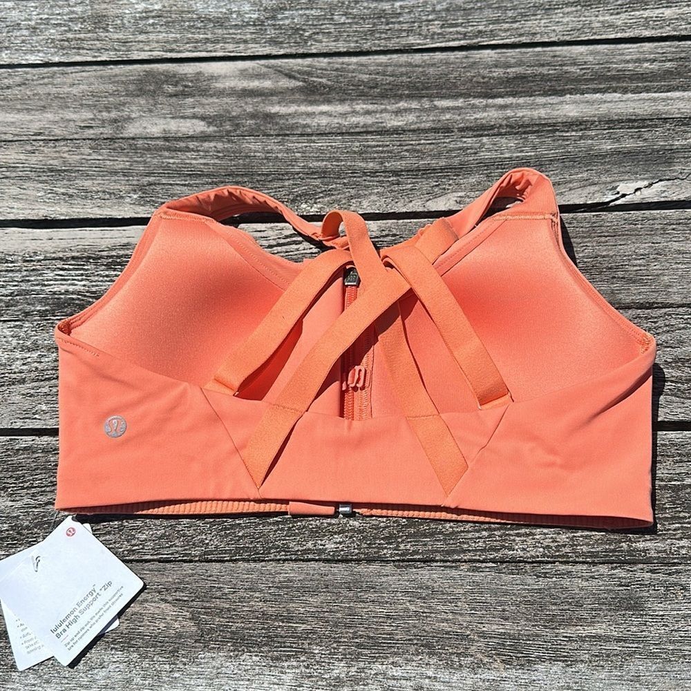 Lululemon Energy Bra High Support Zip-Front High Support 34C NWT coral kiss 💋 - Picture 4 of 7